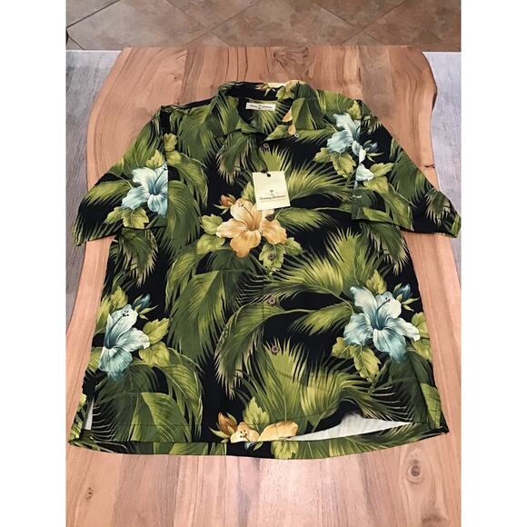 Tommy Bahama Mens Shirt XL Special Rum Camp Hawaiian Green 100% Silk Vacation - Picture 2 of 9